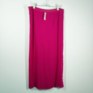 American Eagle Deadstock Mini Pleated Maxi Skirt Size L Hot Pink Chiffon Pull On